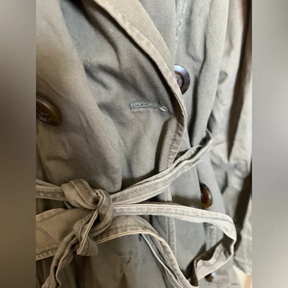 Old Navy 3X Double Breasted Army Green Waist Length Trench Coat - Picture 6 of 14